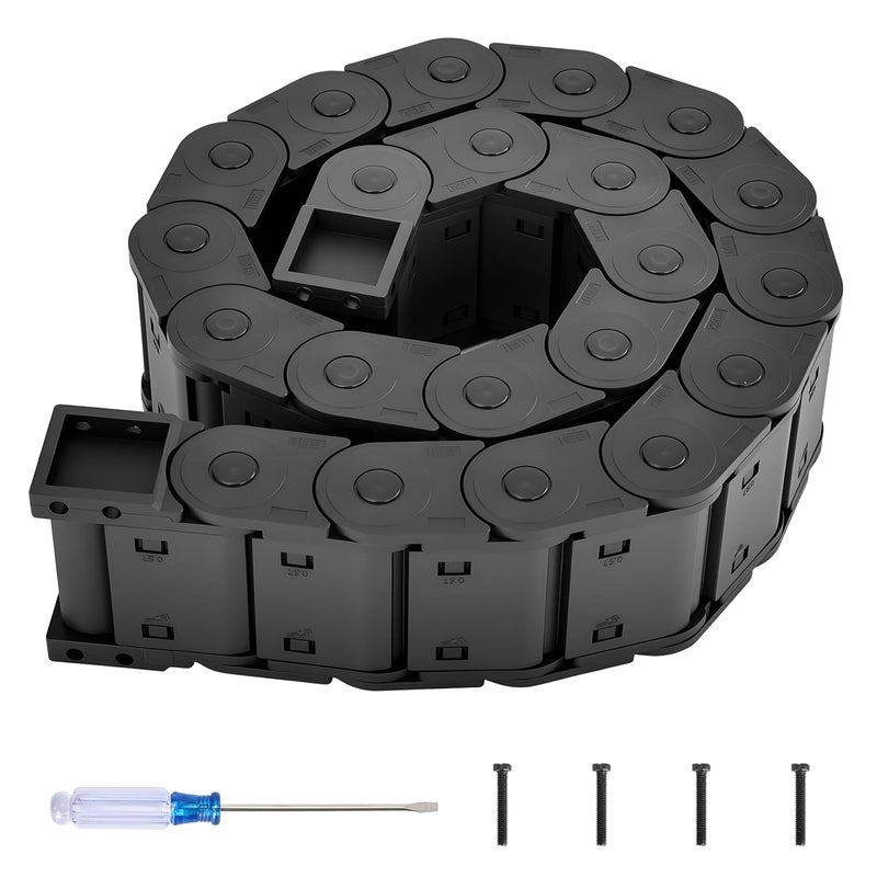 CAMXTOOL 1Pcs Plastic Drag Chain Cable Carrier, 25 x 57mm Cable Chain 39.37'' Long, Fully Closed Type & Detachable, Wire Carrier Cable for Electrical CNC Router Machines - Image 1